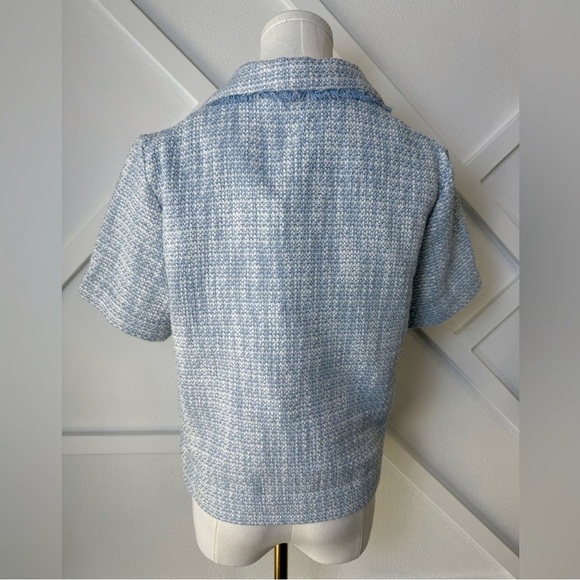 Joie Light Blue and white Tweed Short-Sleeve Blazer medium - Picture 3 of 7